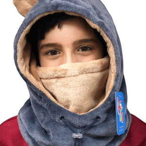 Cuello capota osito – Gris con beige