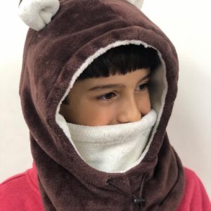 Cuello capota osito – Cafe con beige