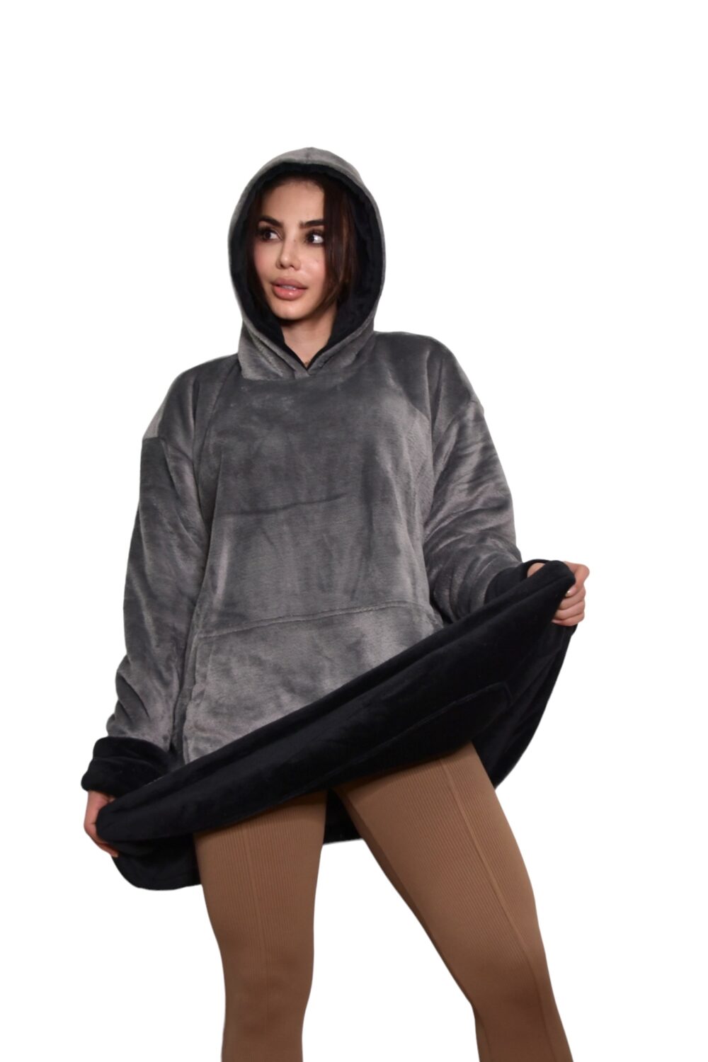 Buzo koala gigante doble faz – Negro y gris